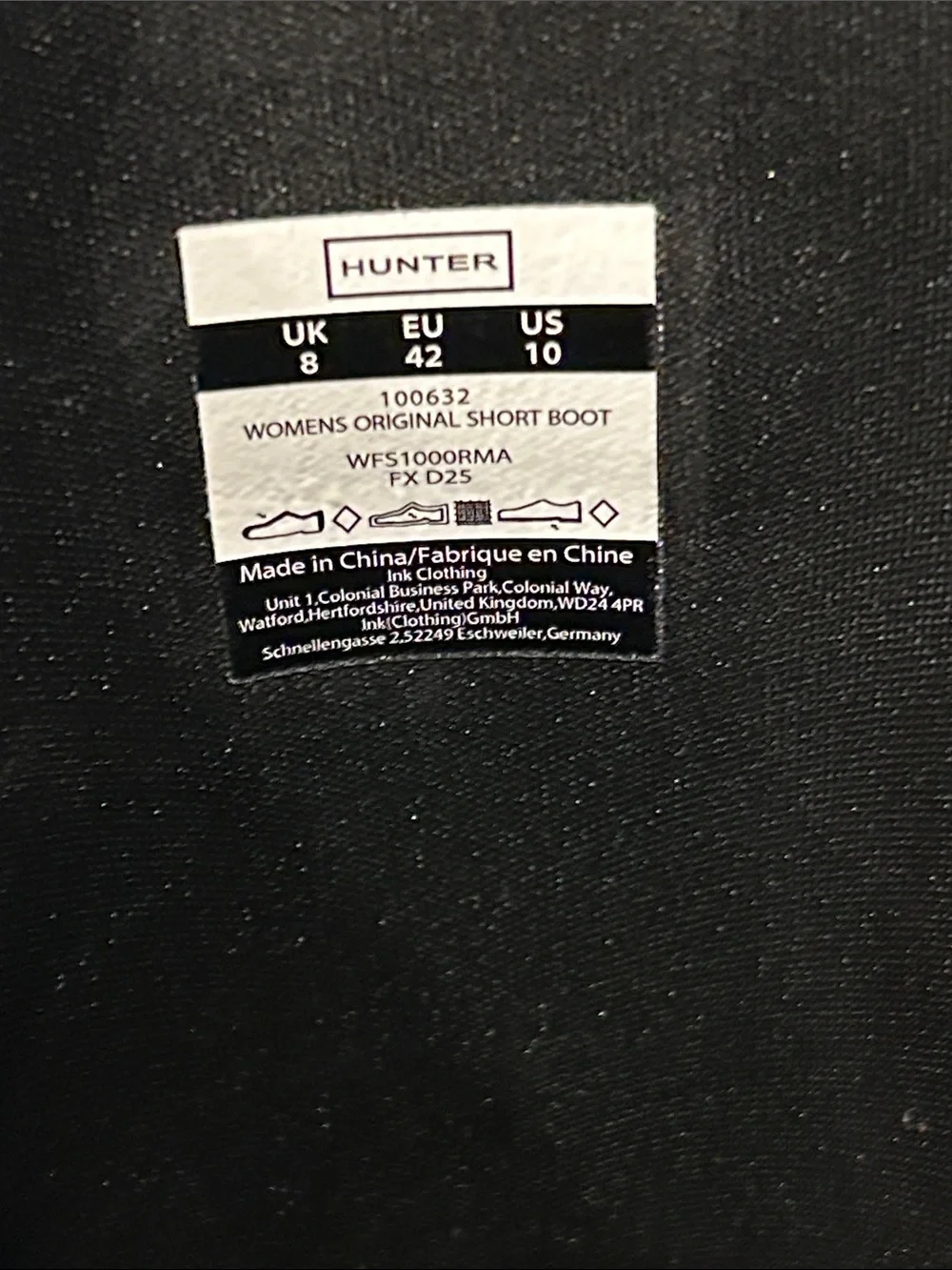 *New* Hunter Original Short Rain Boots Black Size US 10